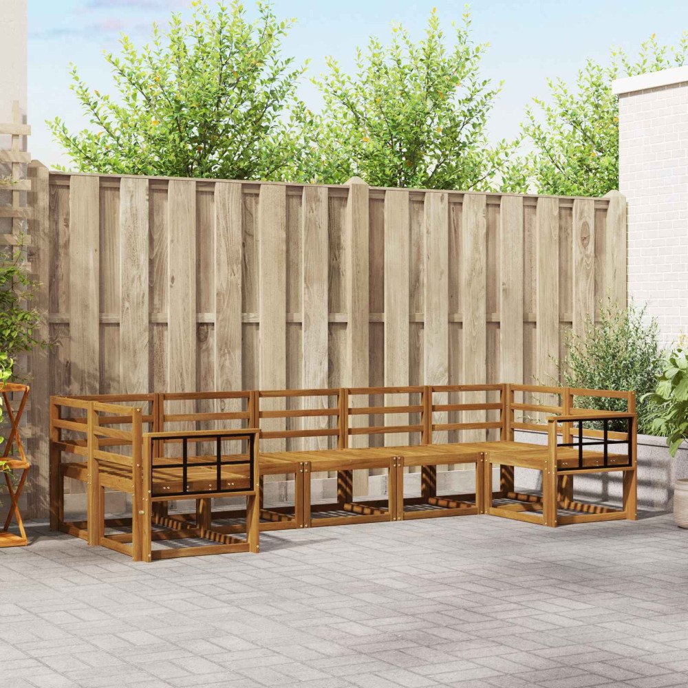 vidaXL Utomhussoffset 7 pcs Naturfärg Massivt Akaciaträ