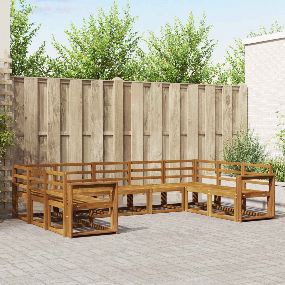 vidaXL Utomhussoffset 9 pcs Naturfärg Massivt Akaciaträ