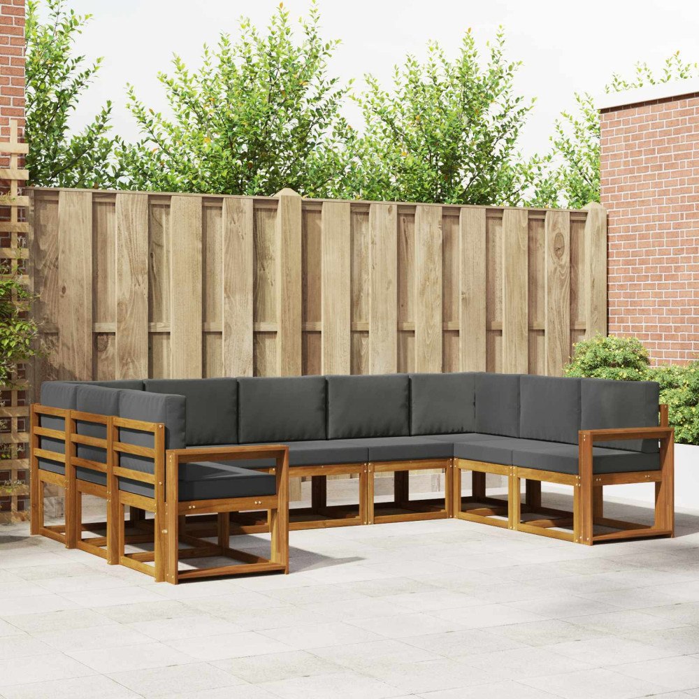 vidaXL Utomhussoffset med kudde 9 pcs Naturlig och Antracit