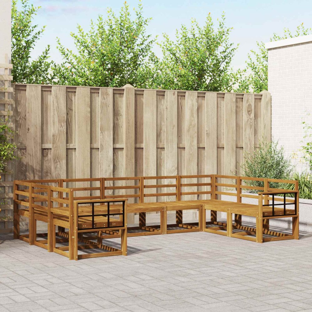 vidaXL Utomhussoffset 9 pcs Naturfärg Massivt Akaciaträ