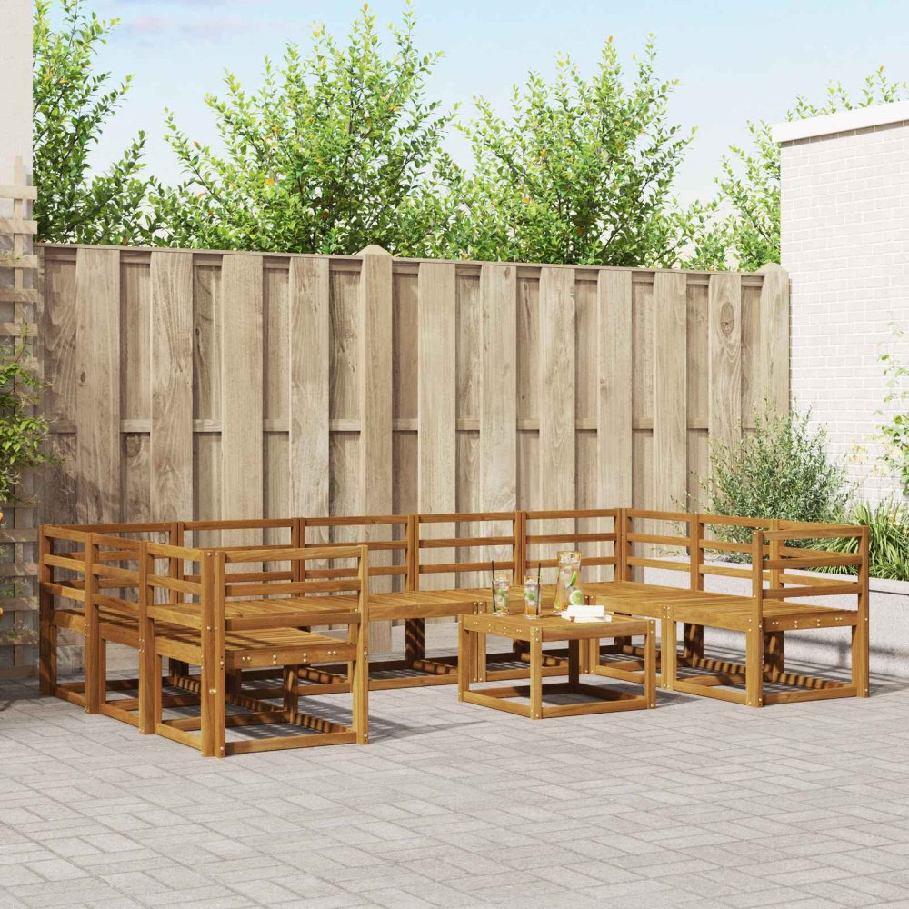 vidaXL Utomhussoffset 10 pcs Naturfärg Massivt Akaciaträ