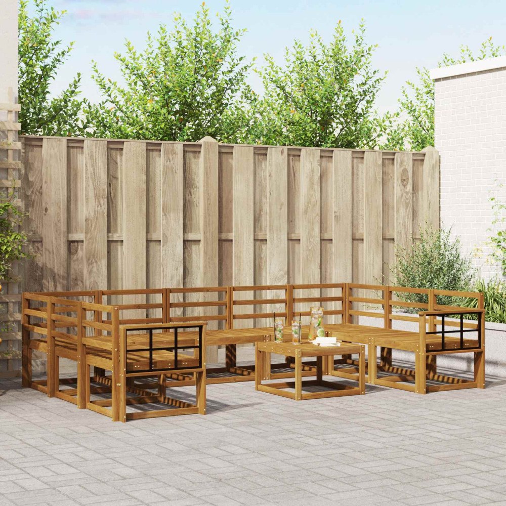 vidaXL Utomhussoffset 10 pcs Naturfärg Massivt Akaciaträ