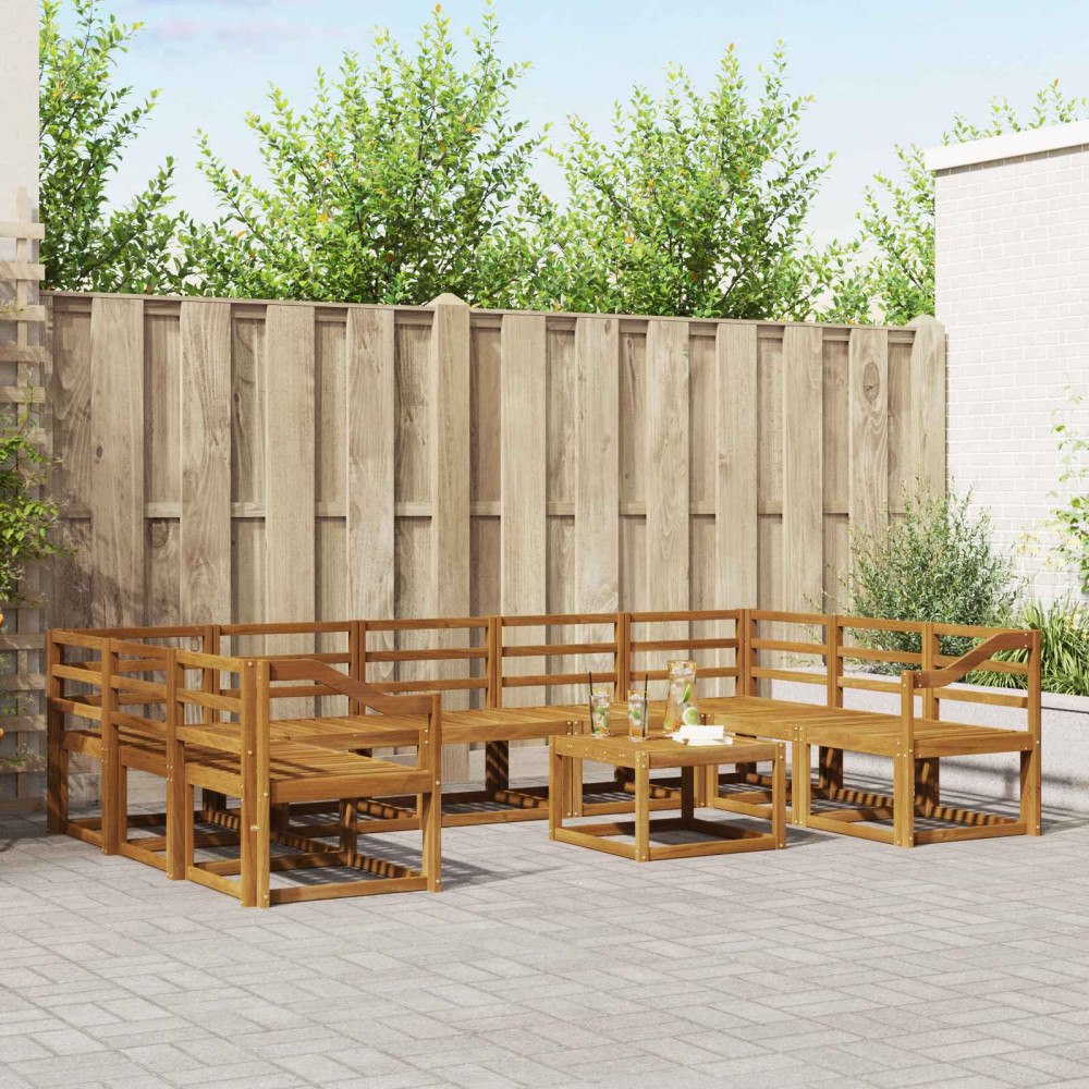 vidaXL Utomhussoffset 10 pcs Naturfärg Massivt Akaciaträ