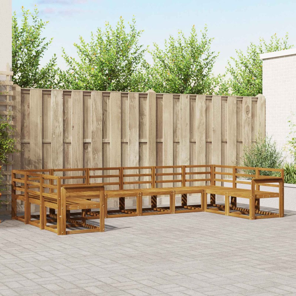 vidaXL Utomhussoffset 10 pcs Naturfärg Massivt Akaciaträ