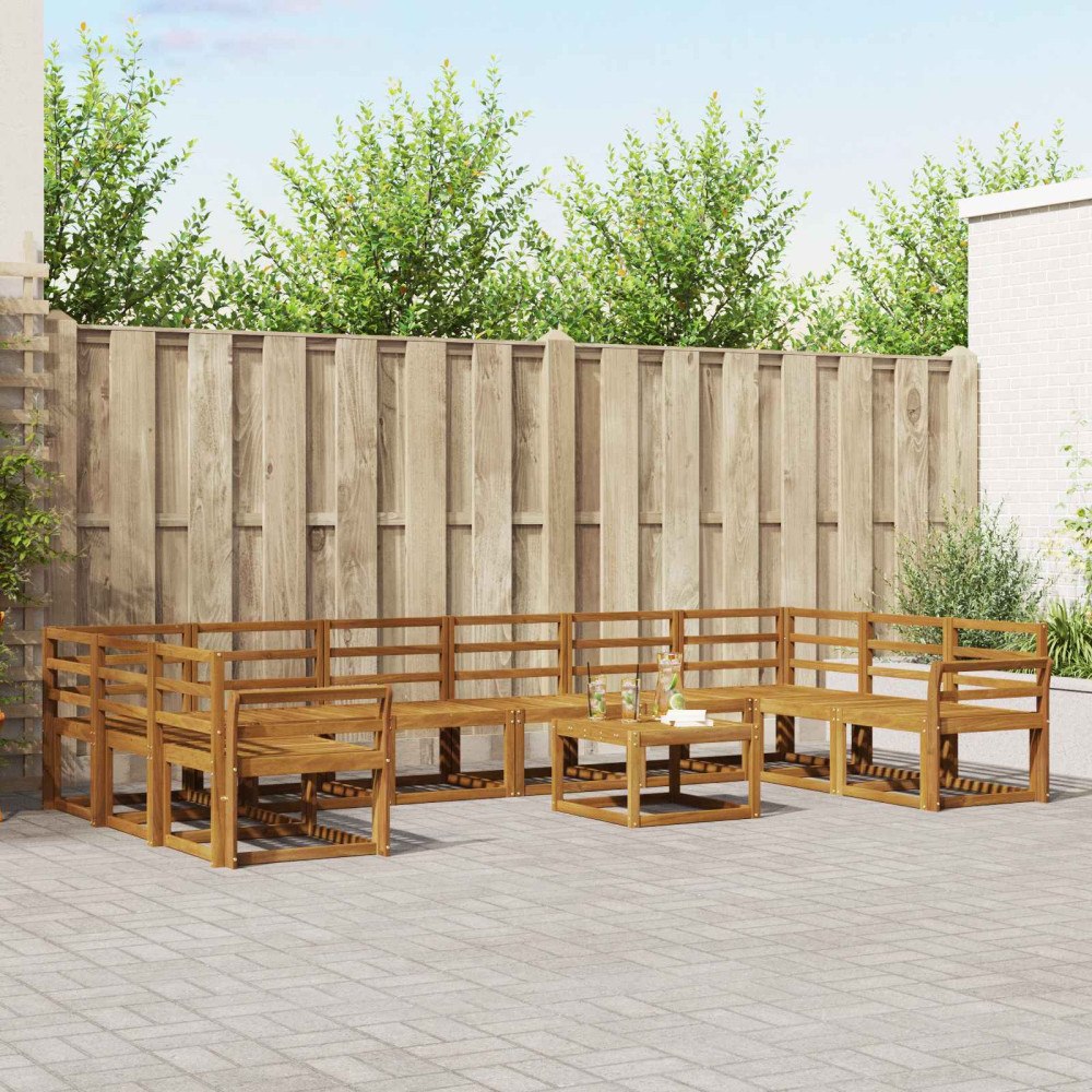 vidaXL Utomhussoffset 11 pcs Naturfärg Massivt Akaciaträ