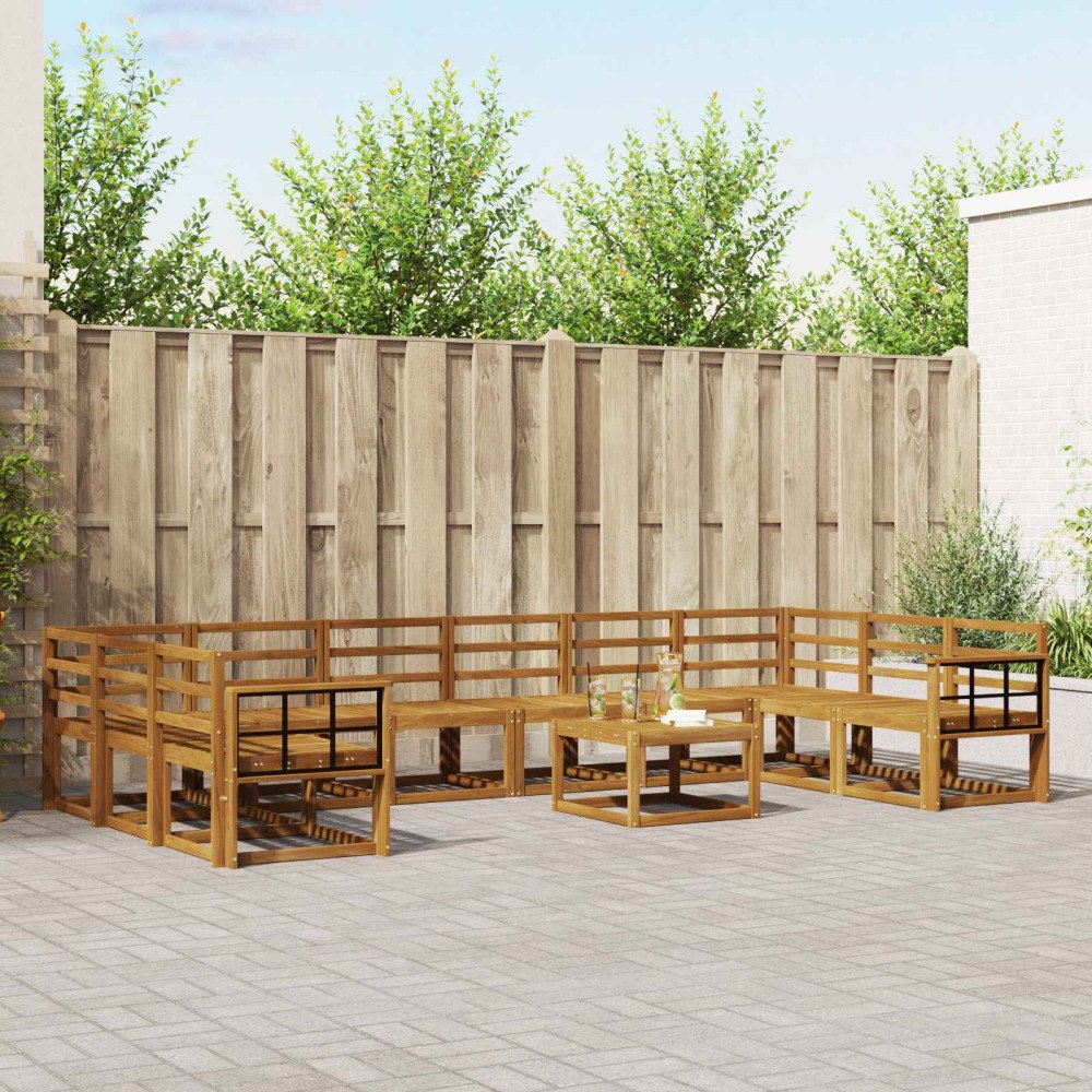 vidaXL Utomhussoffset 11 pcs Naturfärg Massivt Akaciaträ