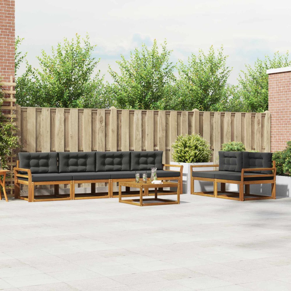 vidaXL Utomhussoffset med kudde 7 pcs Naturlig och Antracit