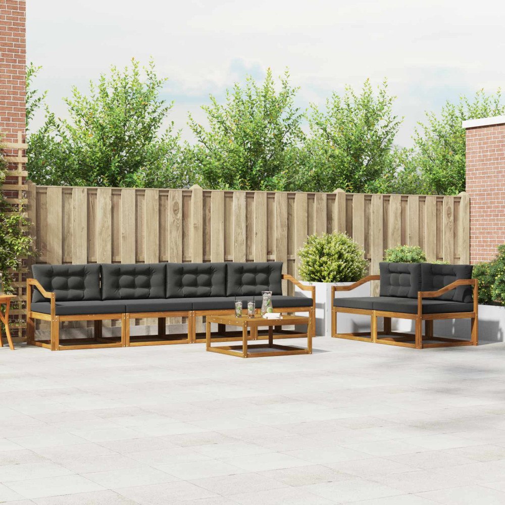 vidaXL Utomhussoffset med kudde 7 pcs Naturlig och Antracit