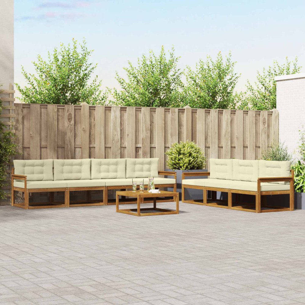 vidaXL Utomhussoffset med kudde 8 pcs Naturlig och Grädde