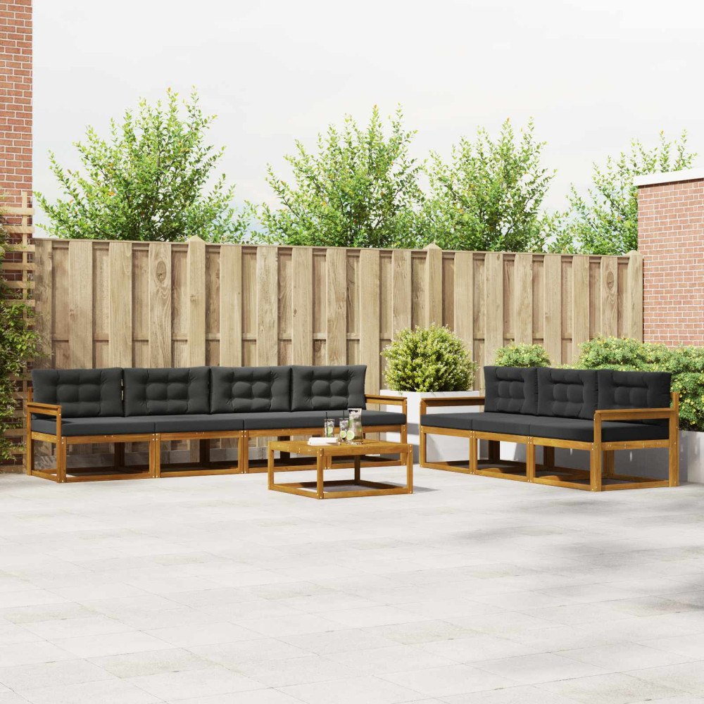 vidaXL Utomhussoffset med kudde 8 pcs Naturlig och Antracit