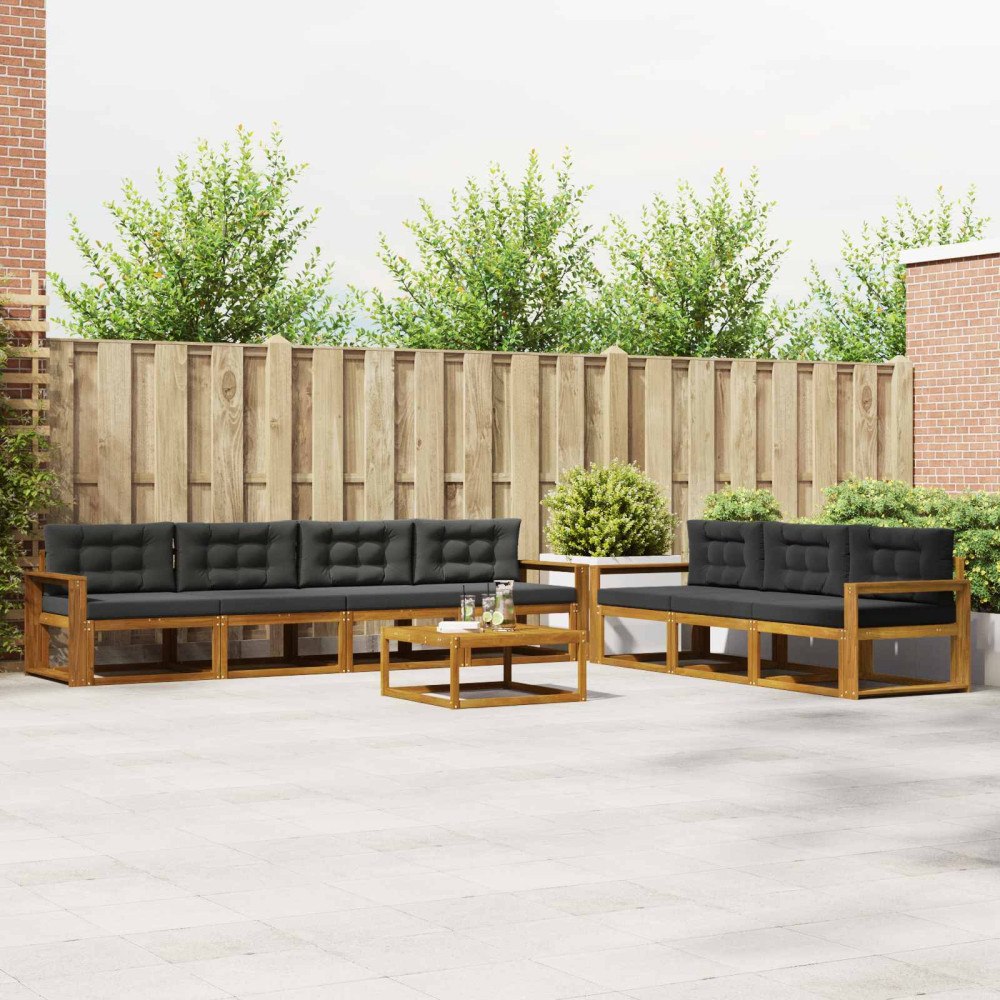 vidaXL Utomhussoffset med kudde 8 pcs Naturlig och Antracit