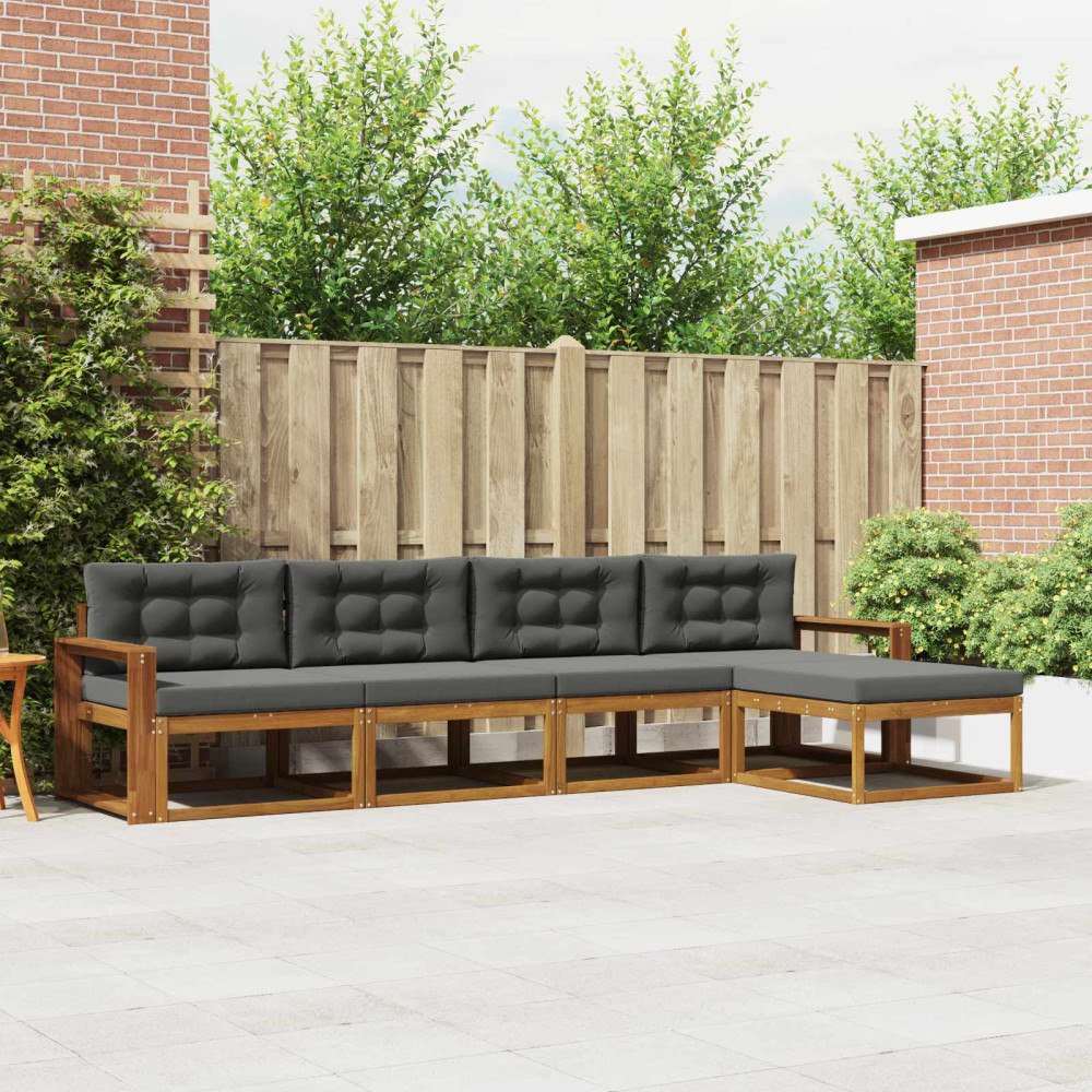 vidaXL Utomhussoffset med kudde 5 pcs Naturlig och Antracit