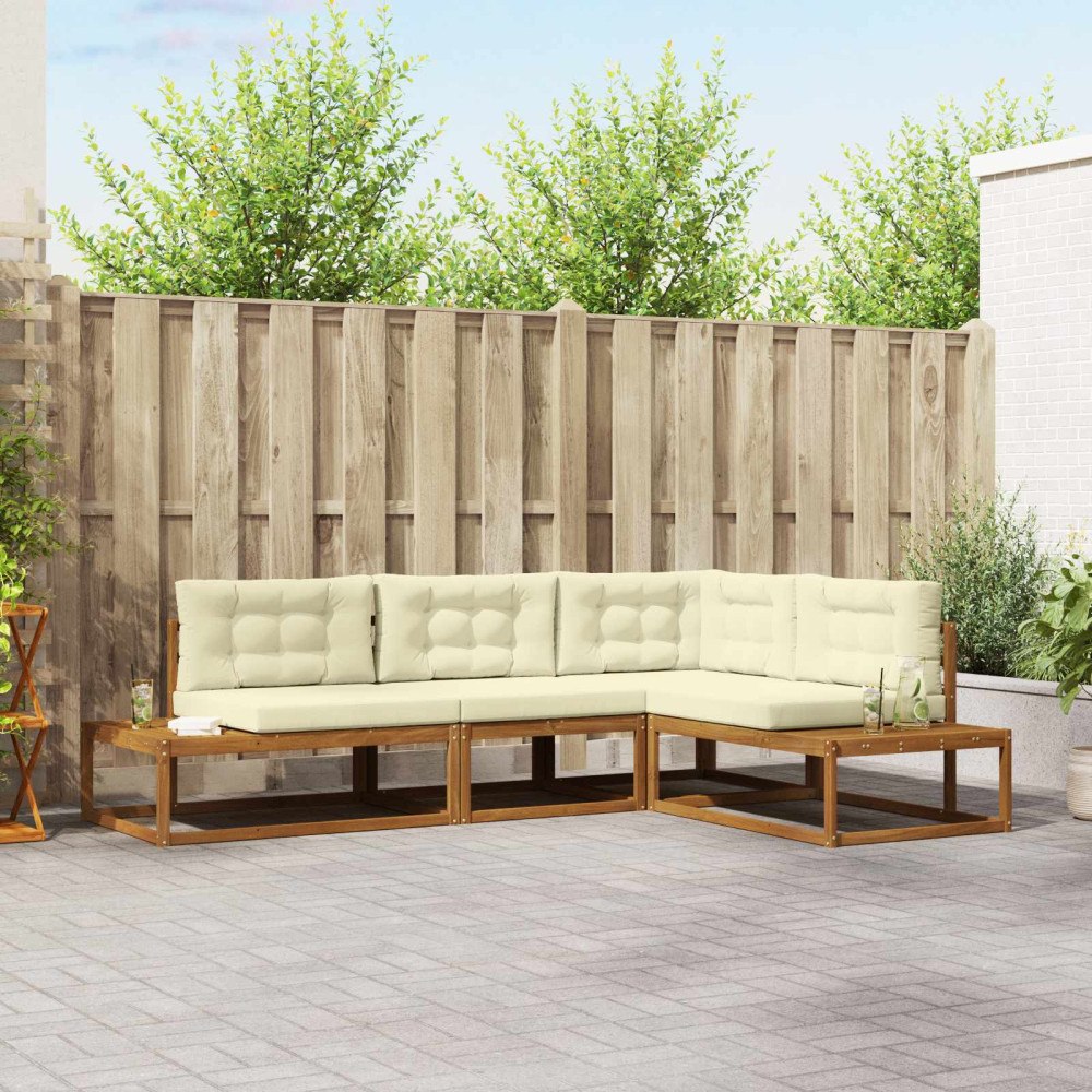 vidaXL Utomhussoffset 4 Stycke Naturlig och Grädde