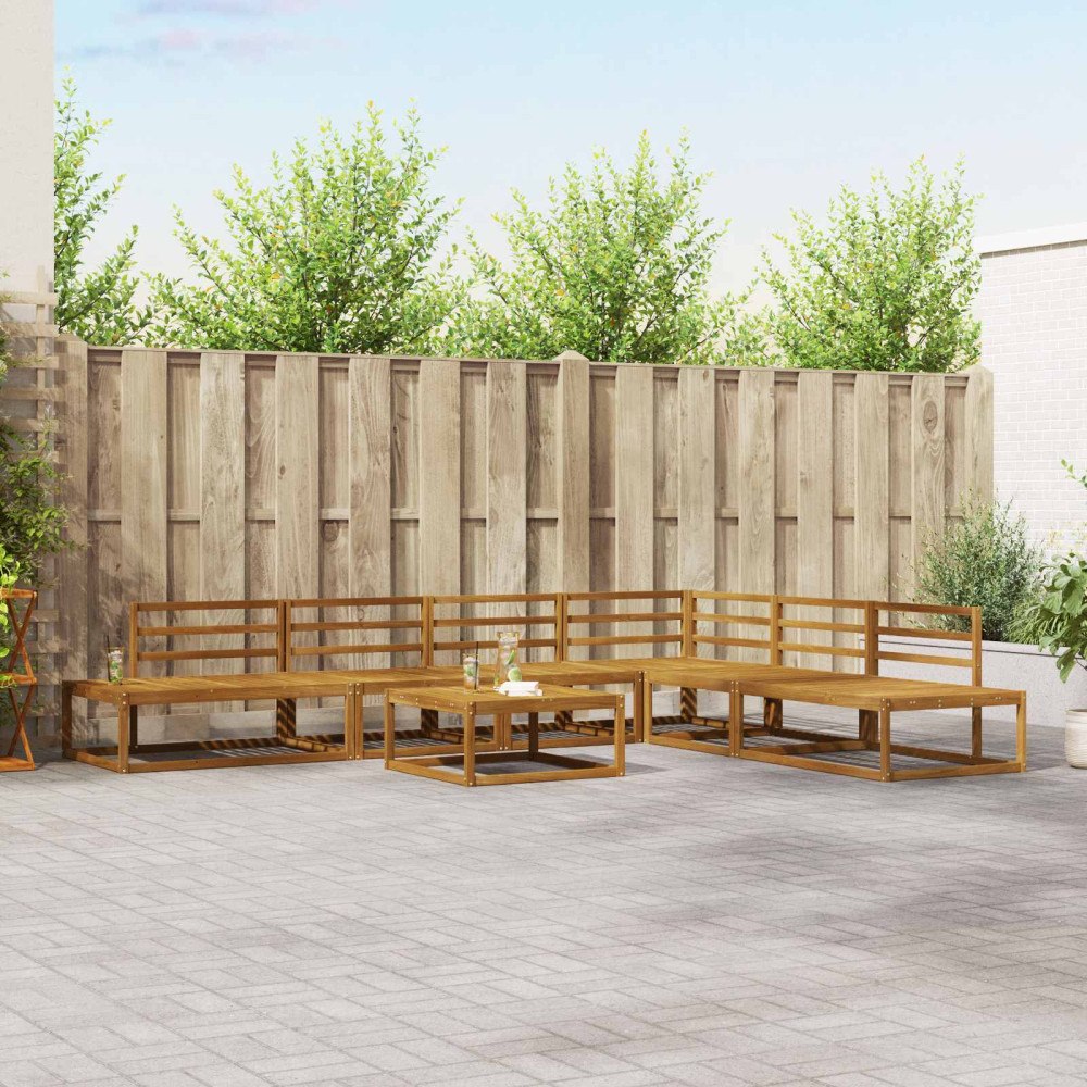 vidaXL Utomhussoffset 7 Stycke Naturfärg Massivt Akaciaträ