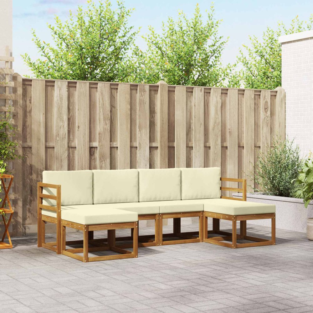 vidaXL Utomhussoffset 6 pcs Naturlig och Grädde Konstruerat trä