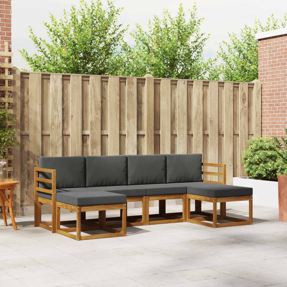 vidaXL Utomhussoffset 6 pcs Naturlig och Antracit Konstruerat trä