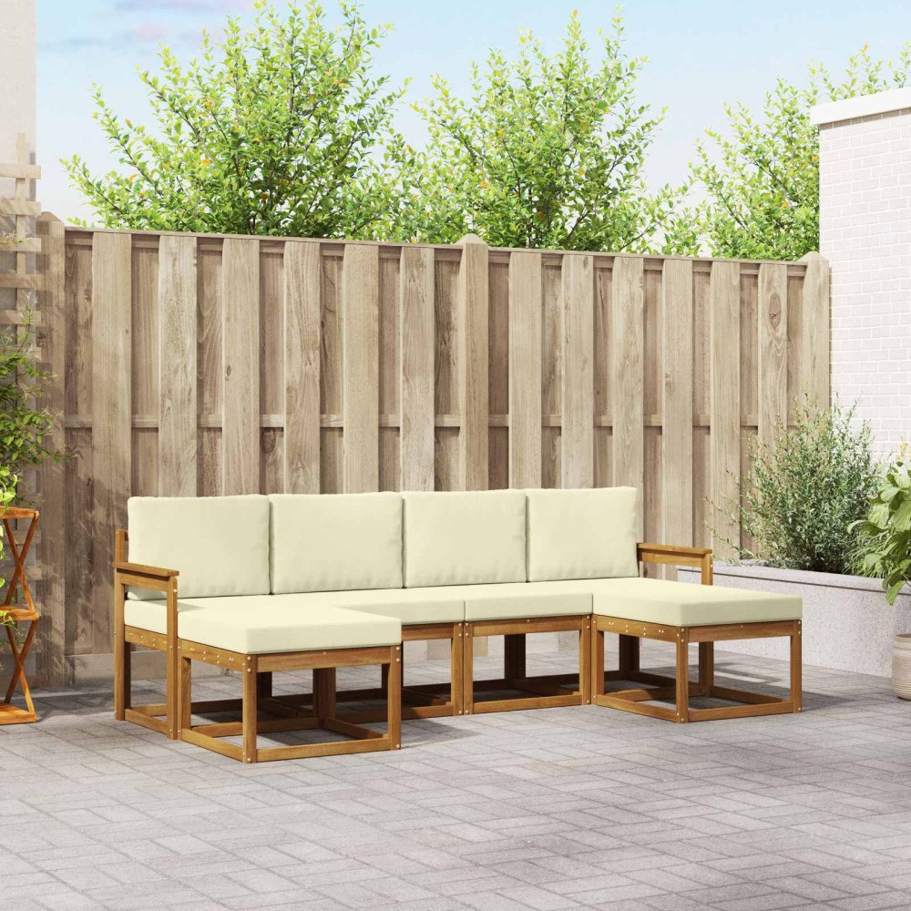 vidaXL Utomhussoffset 6 pcs Naturlig och Grädde Konstruerat trä