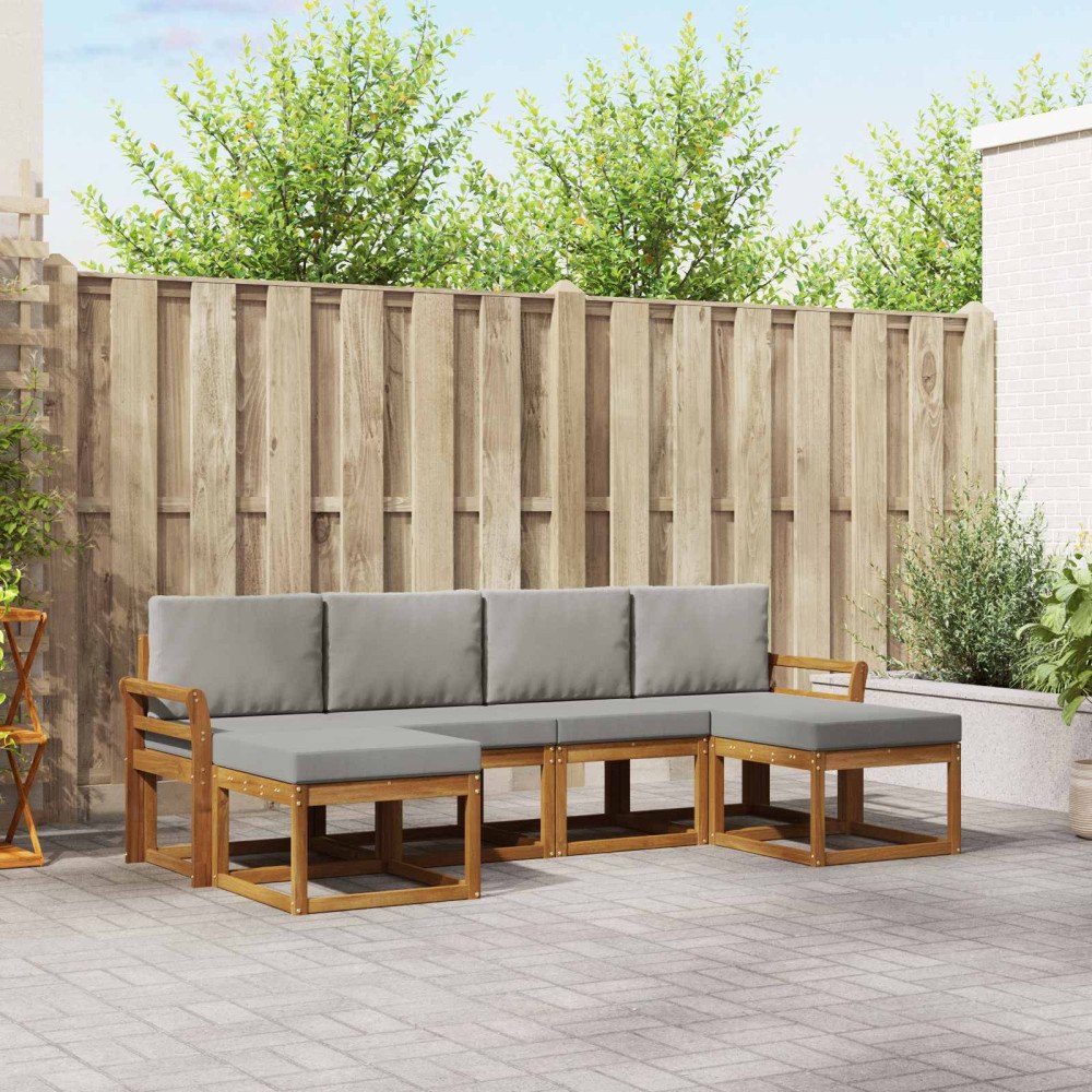 vidaXL Utomhussoffset 6 pcs Naturlig och Ljus Grå Konstruerat trä