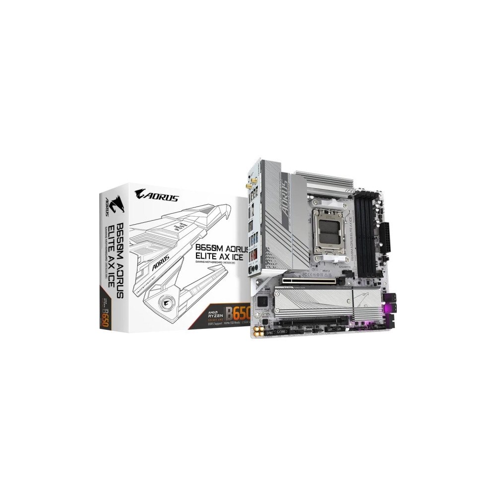 Gigabyte Technology Gigabyte B650M AORUS ELITE AX ICE - moderkort - micro ATX - Socket AM5 - AMD B650