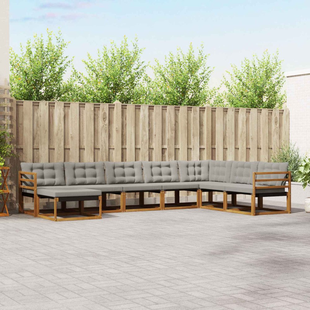 vidaXL Utomhussoffset 8 pcs Naturlig och Ljus Grå Massivt Akaciaträ