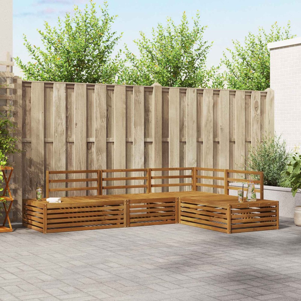 vidaXL Utomhussoffset 4 Stycke Naturfärg Massivt Akaciaträ