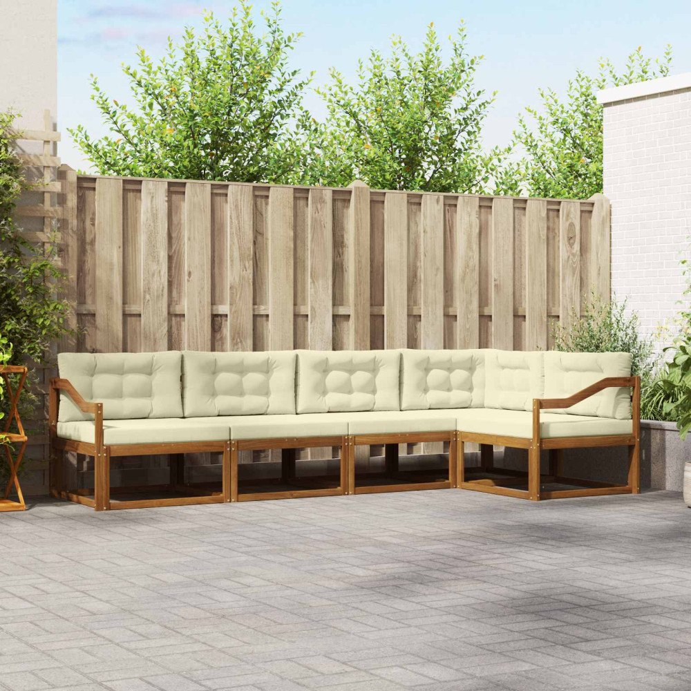 vidaXL Utomhussoffset med kudde 5 pcs Naturlig och Grädde