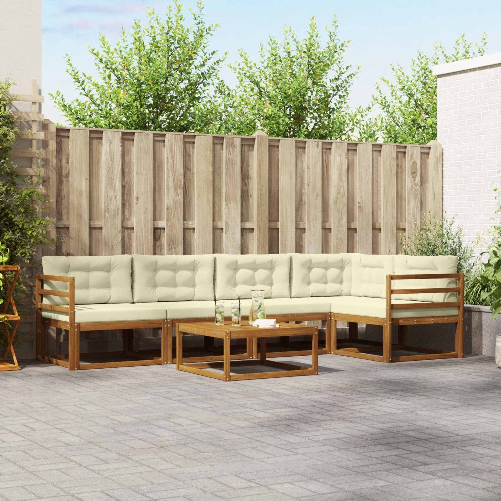 vidaXL Utomhussoffset med kudde 6 pcs Naturlig och Grädde