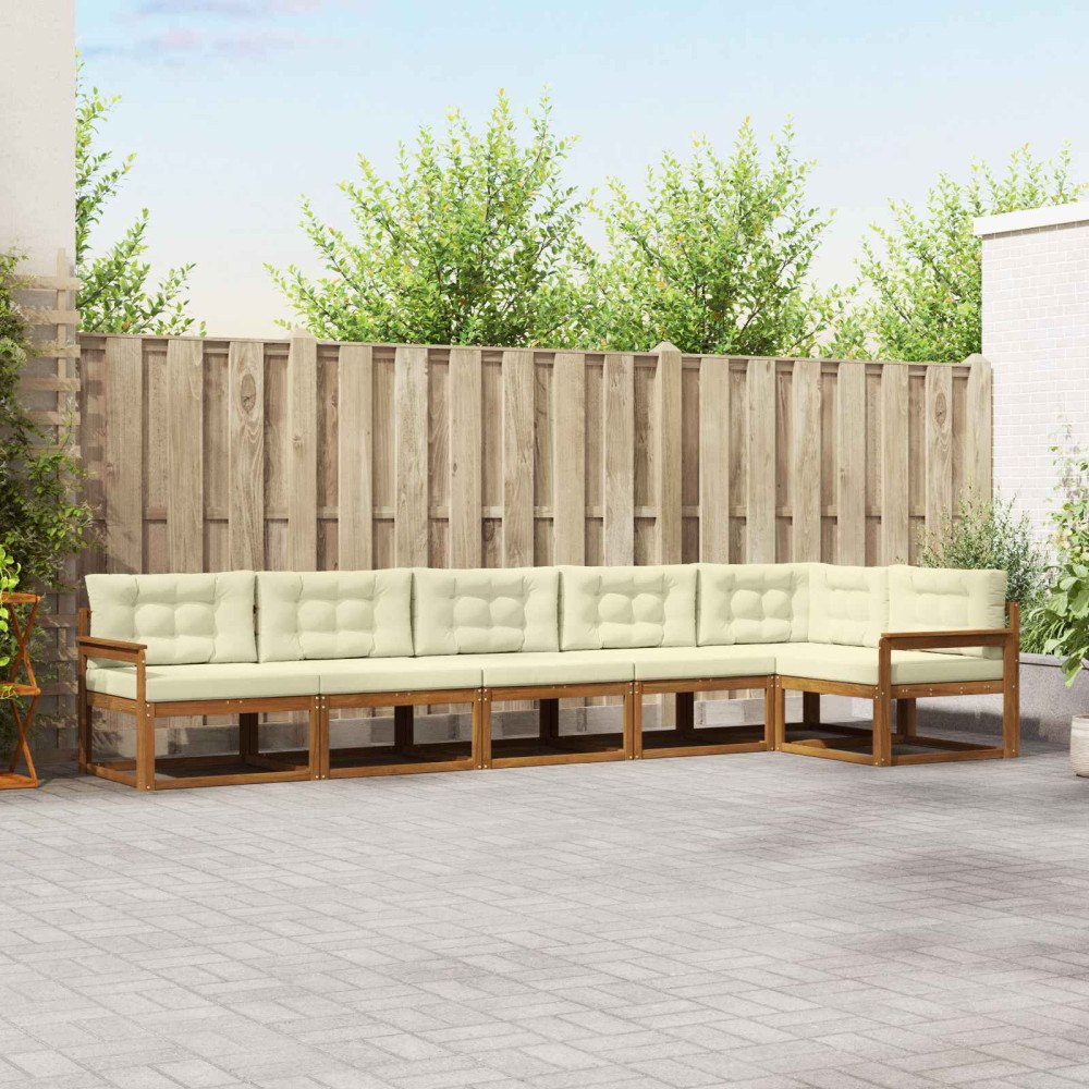 vidaXL Utomhussoffset med kudde 6 pcs Naturlig och Grädde