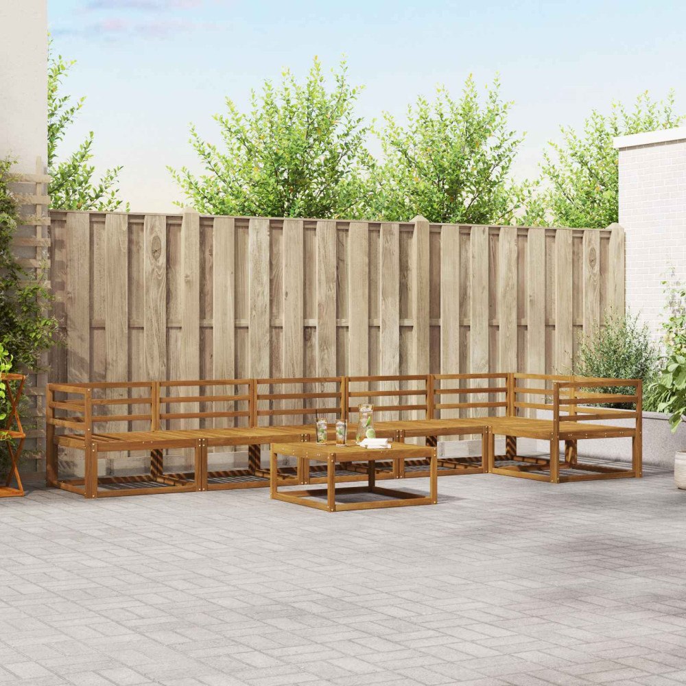 vidaXL Utomhussoffset 7 pcs Naturfärg Massivt Akaciaträ