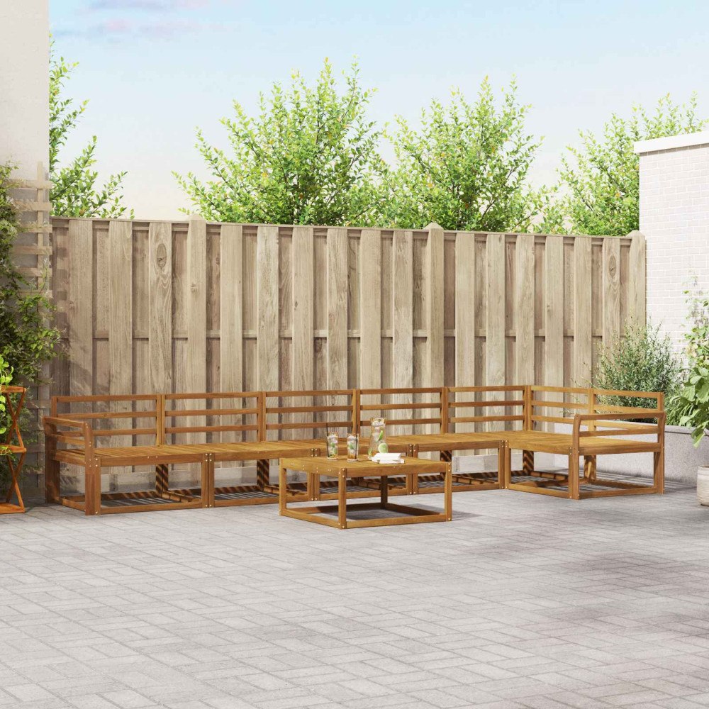 vidaXL Utomhussoffset 7 pcs Naturfärg Massivt Akaciaträ