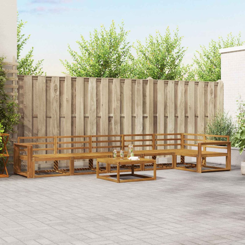 vidaXL Utomhussoffset 7 pcs Naturfärg Massivt Akaciaträ