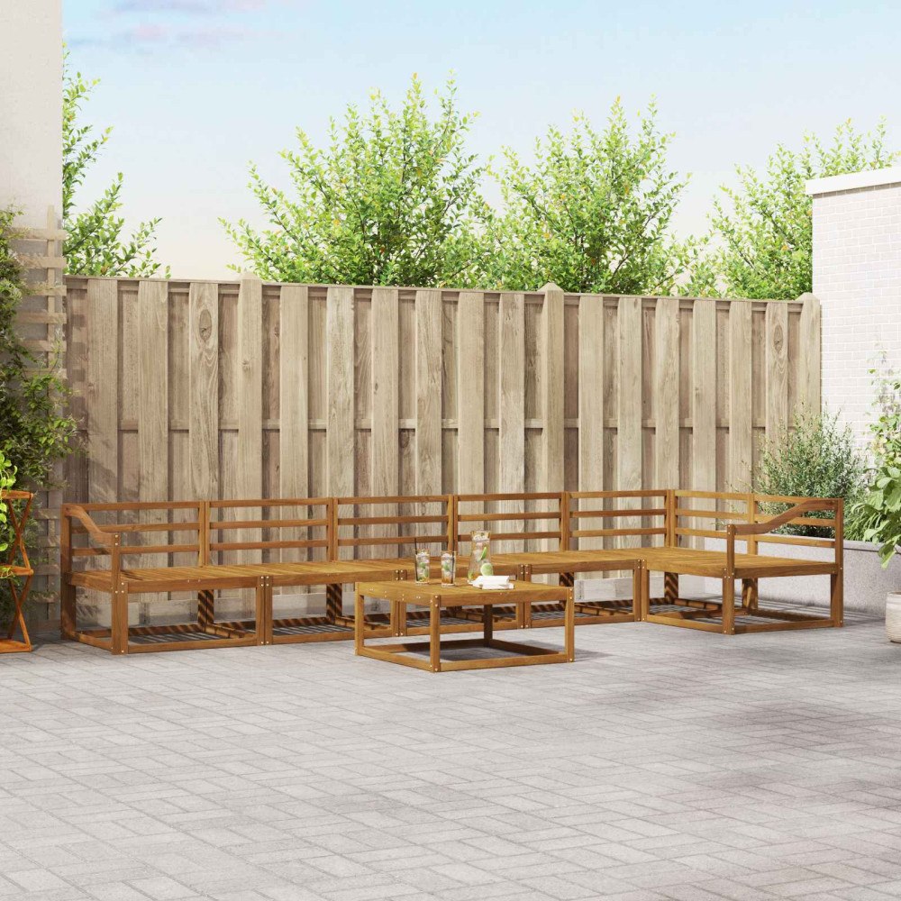 vidaXL Utomhussoffset 7 pcs Naturfärg Massivt Akaciaträ