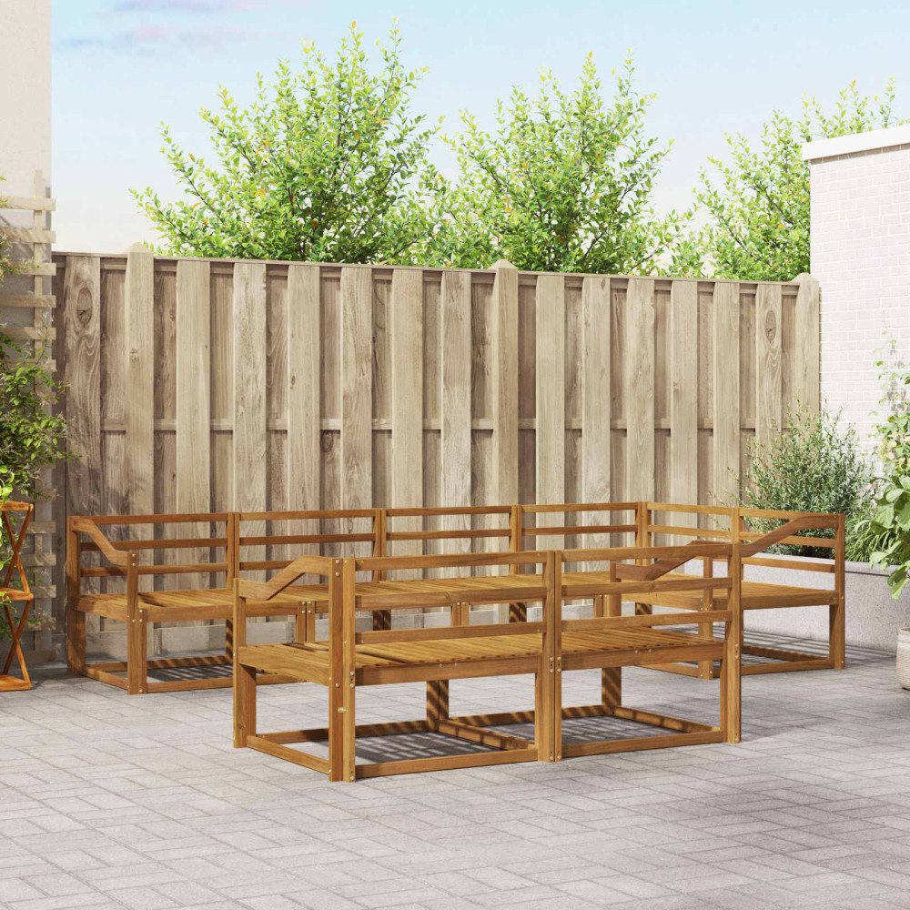 vidaXL Utomhussoffset 7 pcs Naturfärg Massivt Akaciaträ