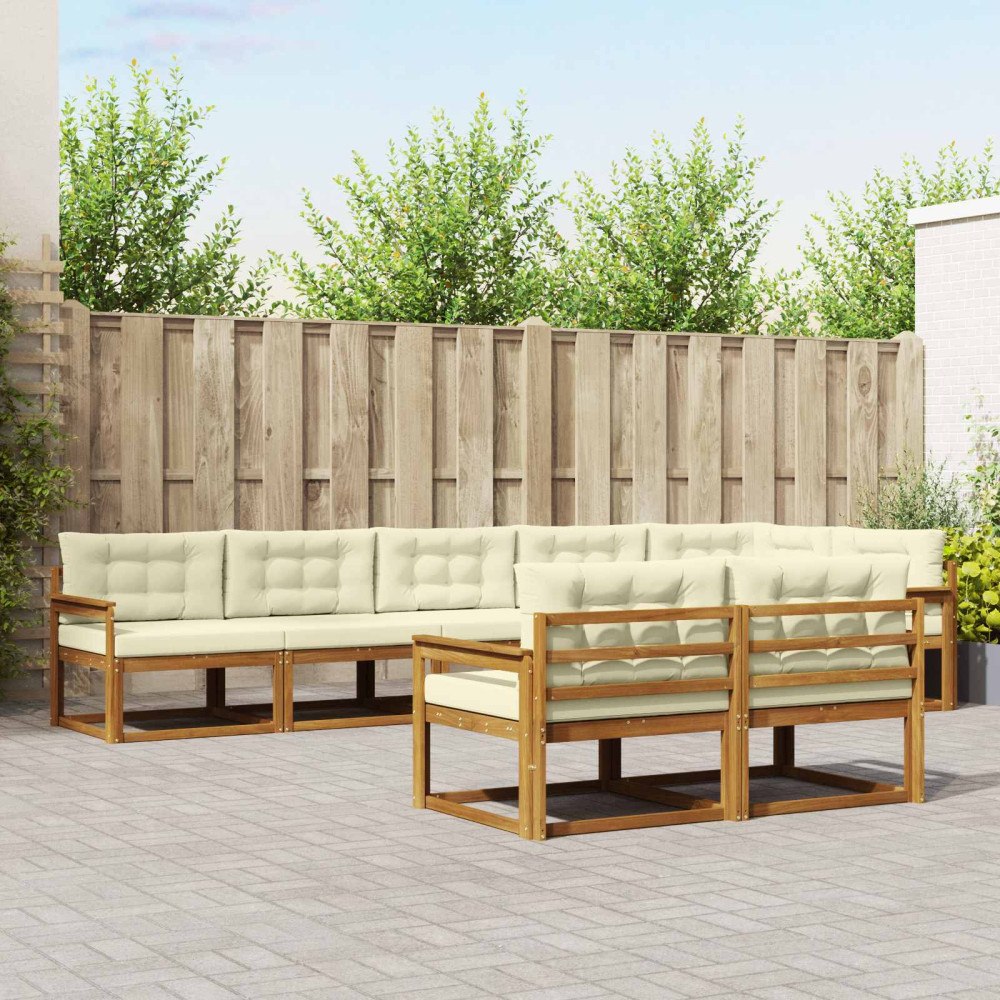 vidaXL Utomhussoffset med kudde 8 pcs Naturlig och Grädde