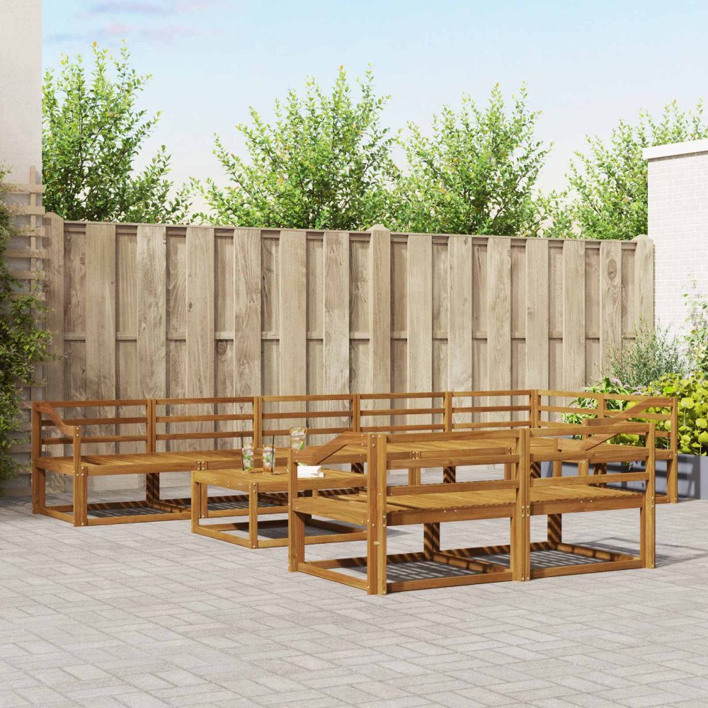 vidaXL Utomhussoffset 9 pcs Naturfärg Massivt Akaciaträ