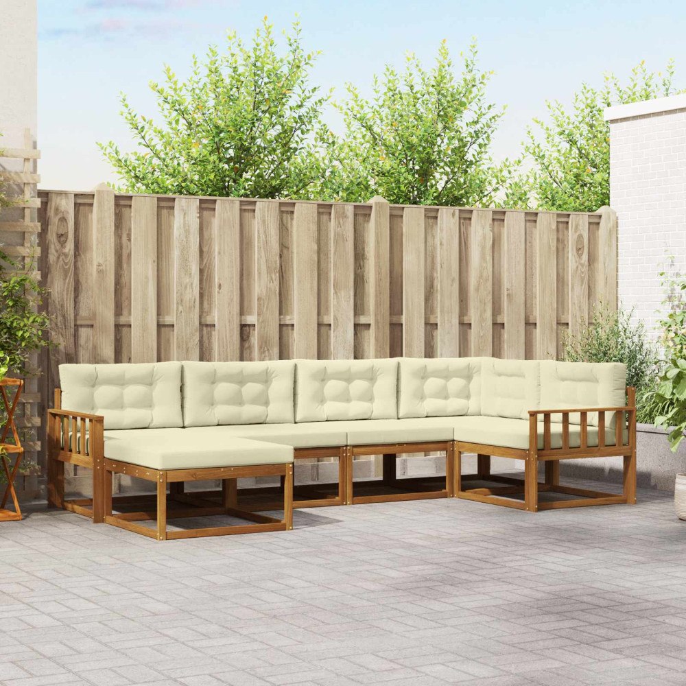 vidaXL Utomhussoffset med kudde 6 pcs Naturlig och Grädde