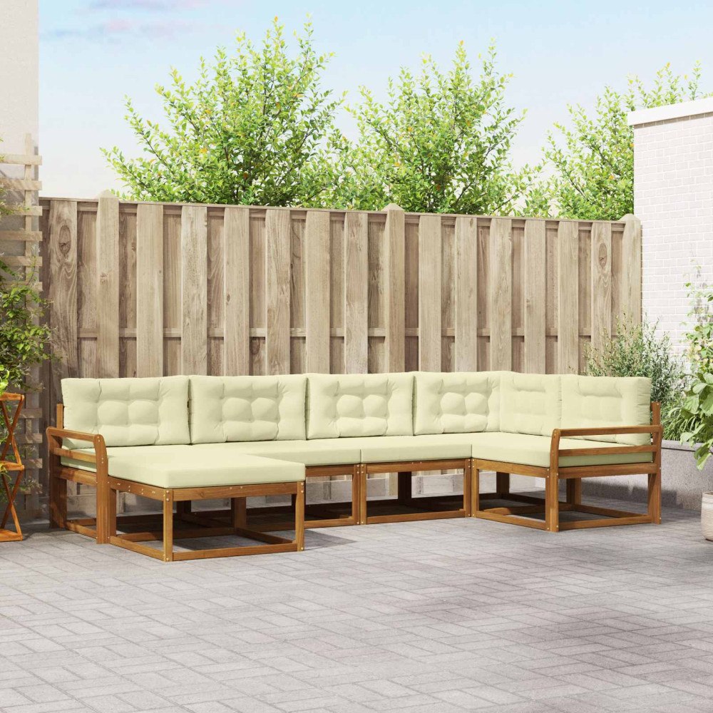 vidaXL Utomhussoffset med kudde 6 pcs Naturlig och Grädde