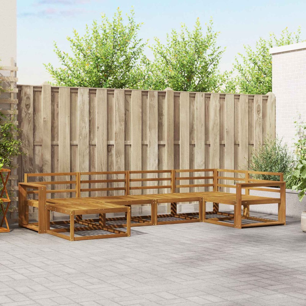 vidaXL Utomhussoffset 6 pcs Naturfärg Massivt Akaciaträ