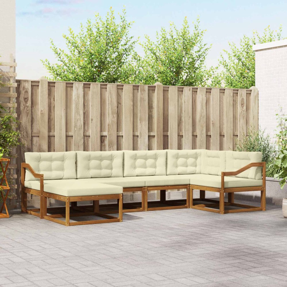 vidaXL Utomhussoffset med kudde 6 pcs Naturlig och Grädde
