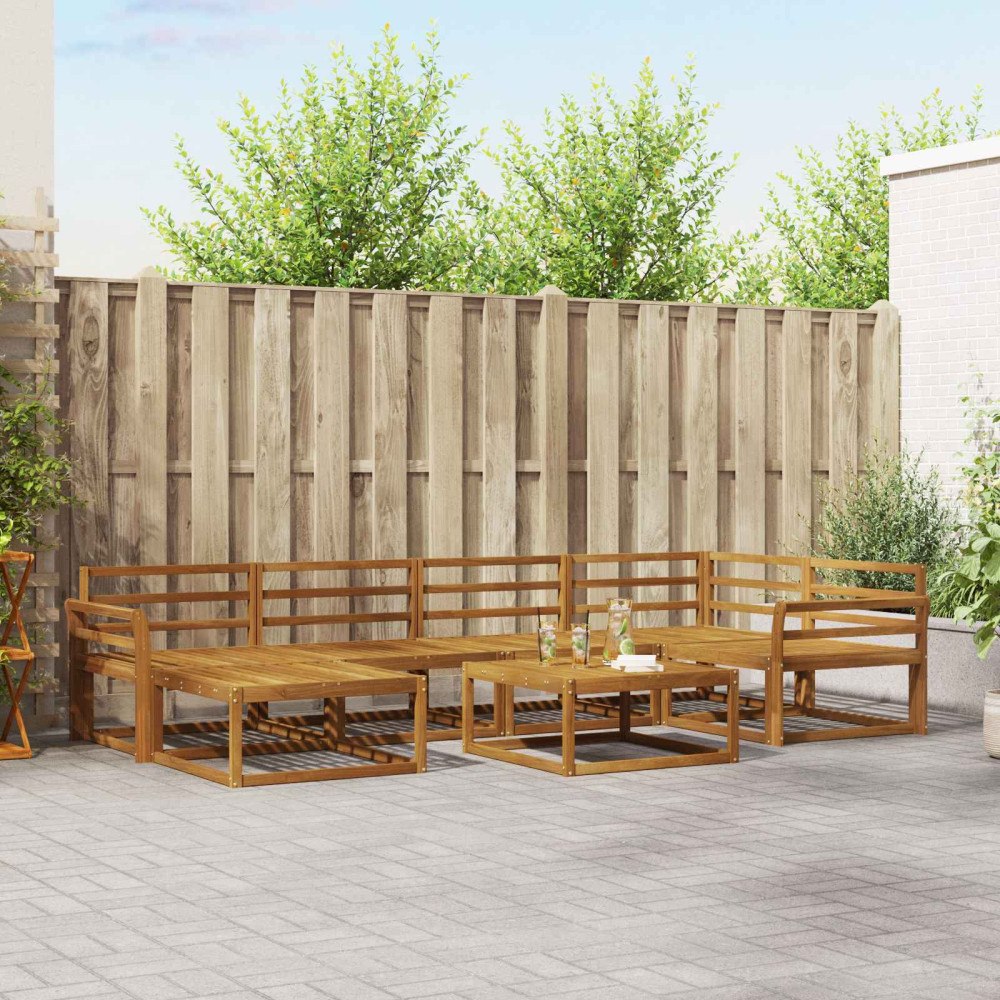 vidaXL Utomhussoffset 7 pcs Naturfärg Massivt Akaciaträ