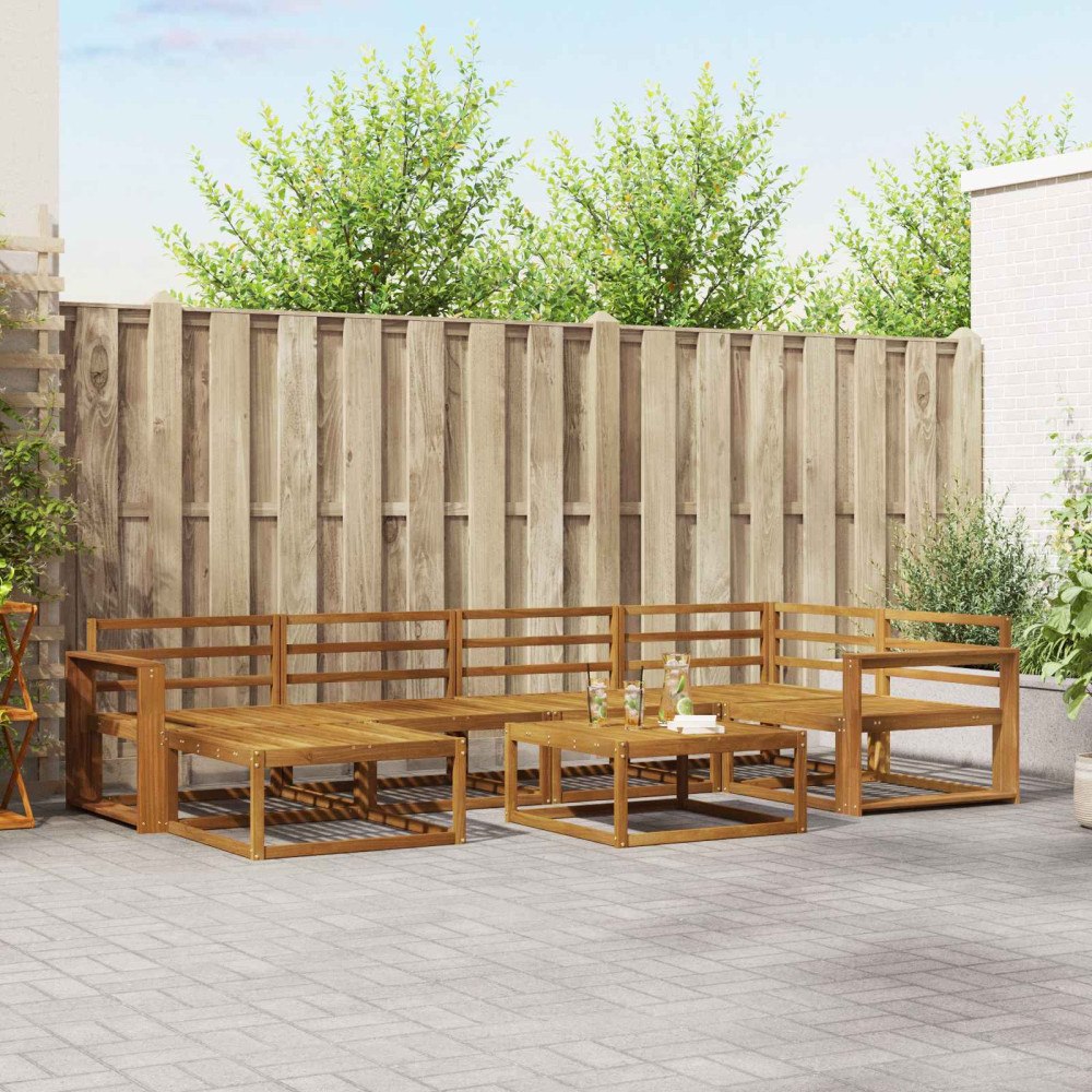 vidaXL Utomhussoffset 7 pcs Naturfärg Massivt Akaciaträ