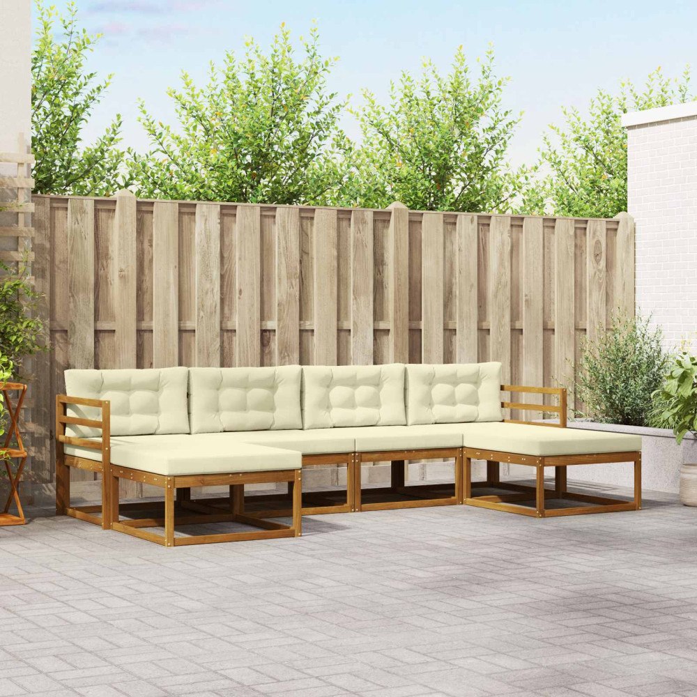 vidaXL Utomhussoffset med kudde 6 pcs Naturlig och Grädde