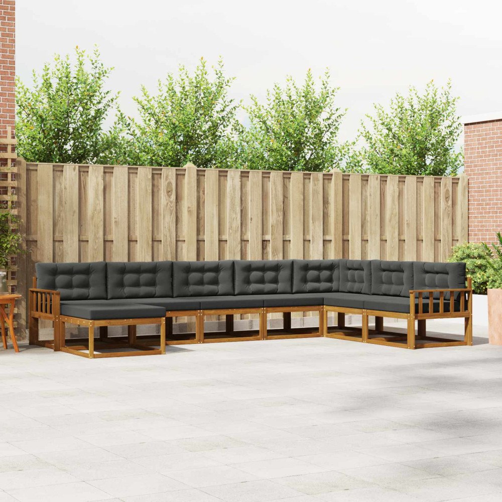 vidaXL Utomhussoffset med kudde 8 pcs Naturlig och Antracit