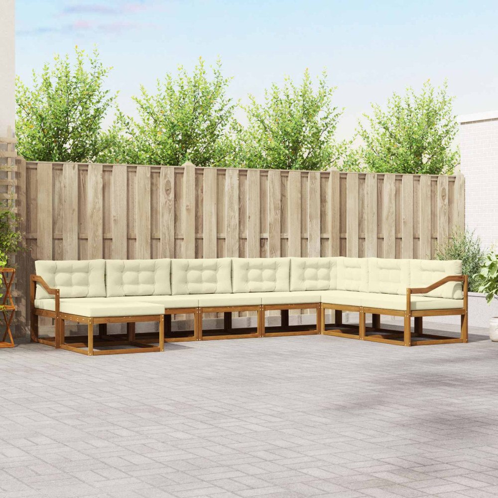 vidaXL Utomhussoffset med kudde 8 pcs Naturlig och Grädde