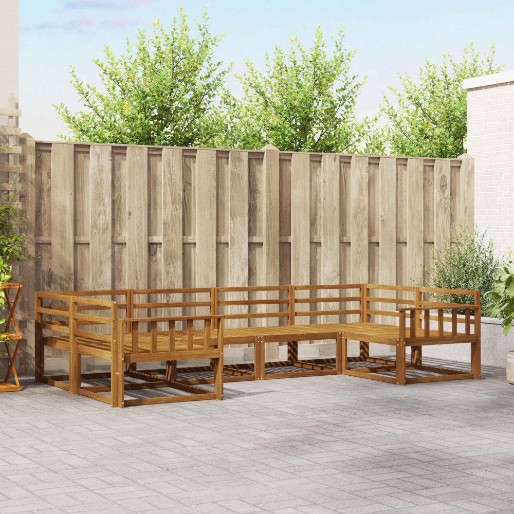 vidaXL Utomhussoffset 6 pcs Naturfärg Massivt Akaciaträ