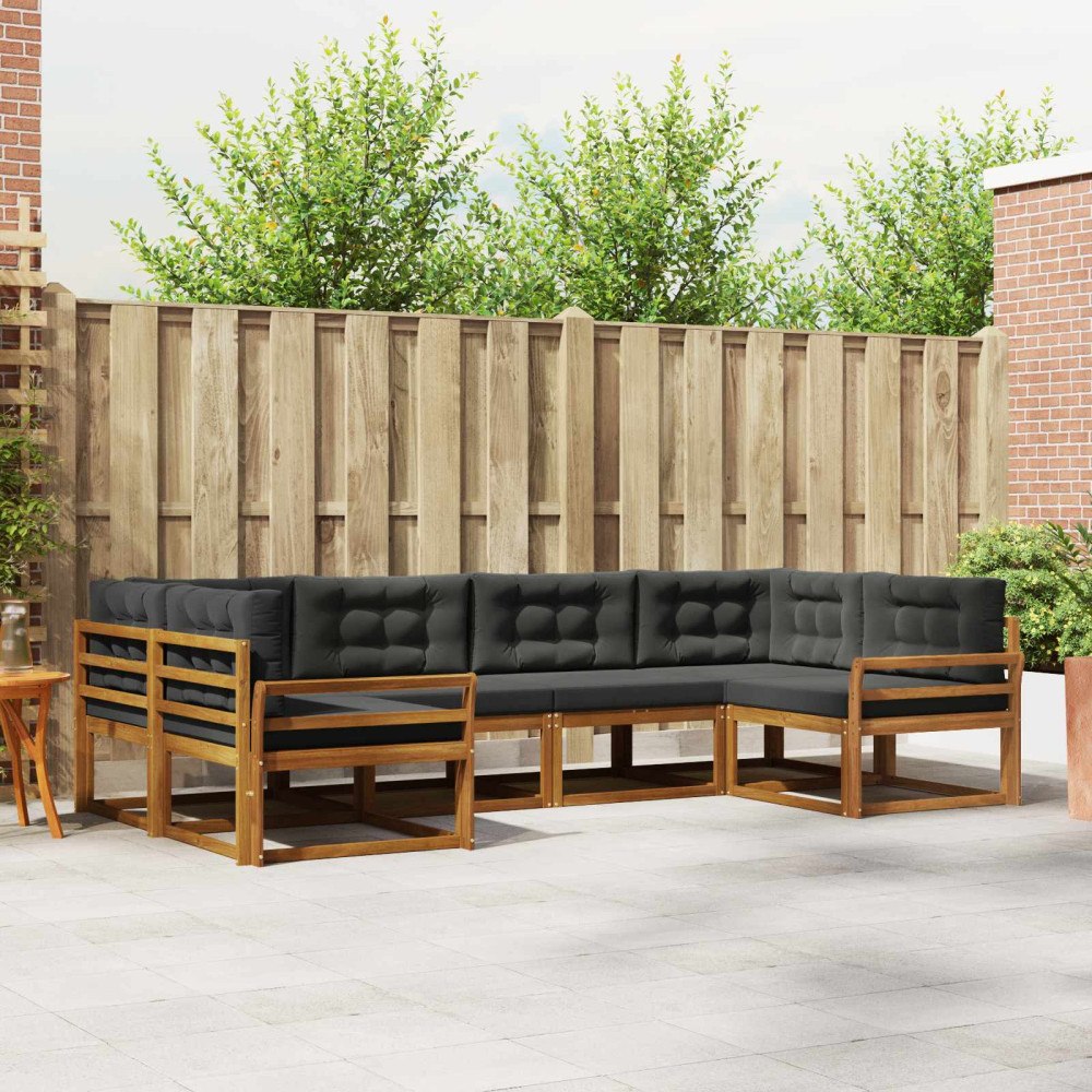 vidaXL Utomhussoffset med kudde 6 pcs Naturlig och Antracit