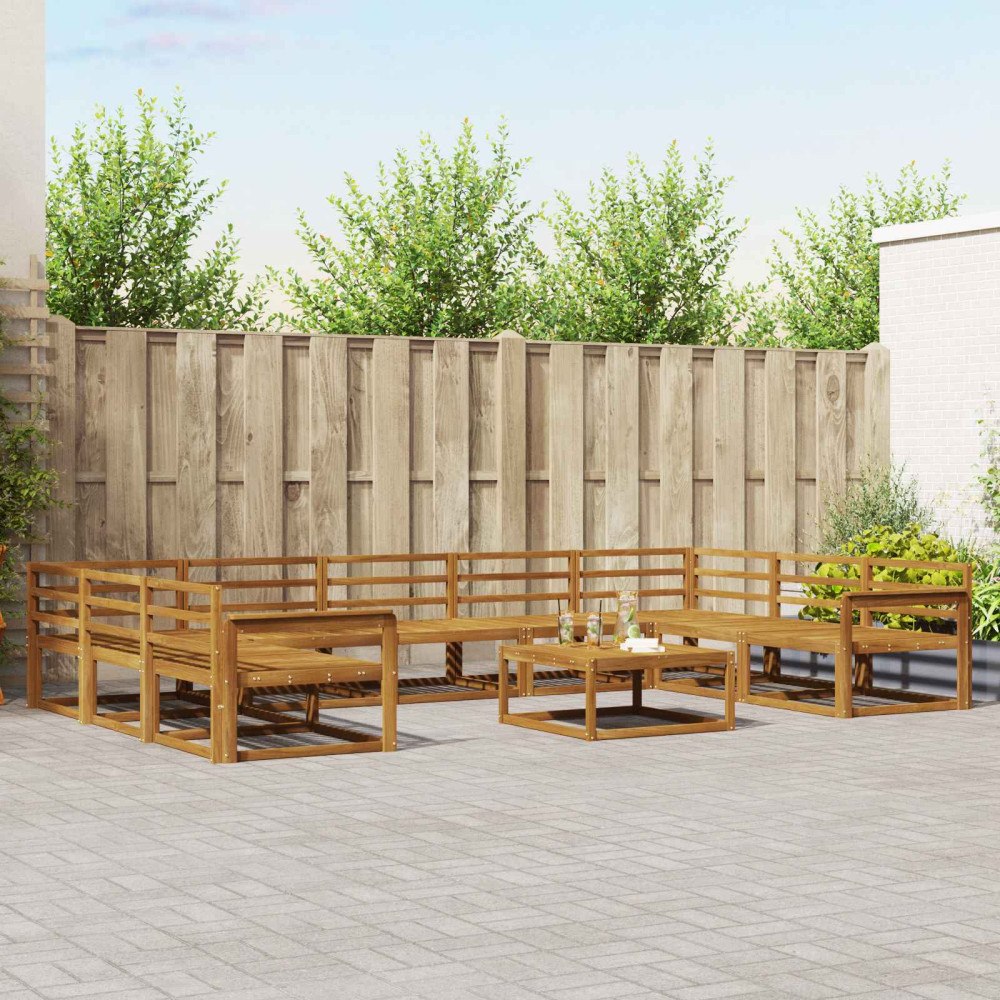 vidaXL Utomhussoffset 10 pcs Naturfärg Massivt Akaciaträ