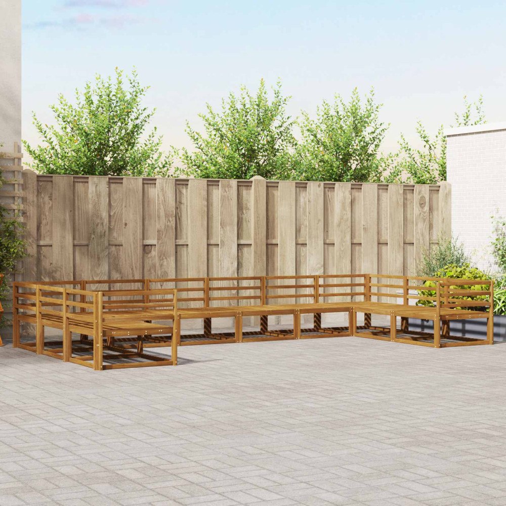 vidaXL Utomhussoffset 10 pcs Naturfärg Massivt Akaciaträ