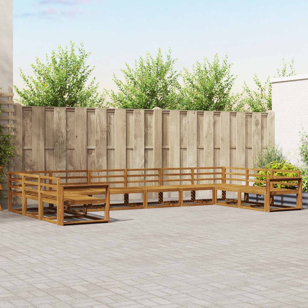 vidaXL Utomhussoffset 10 pcs Naturfärg Massivt Akaciaträ