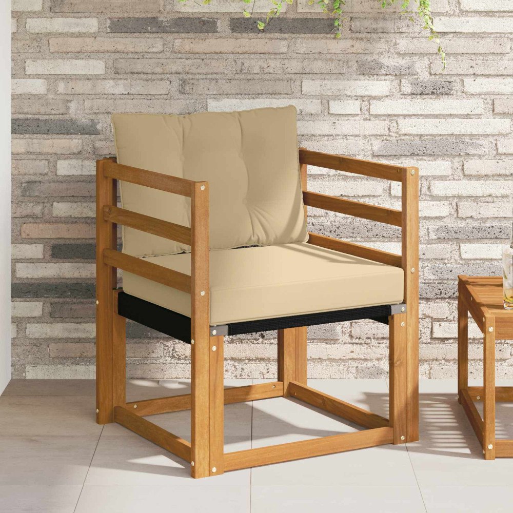 vidaXL Utomhussoffa Massivt Akaciaträ och Textilene Naturfärg